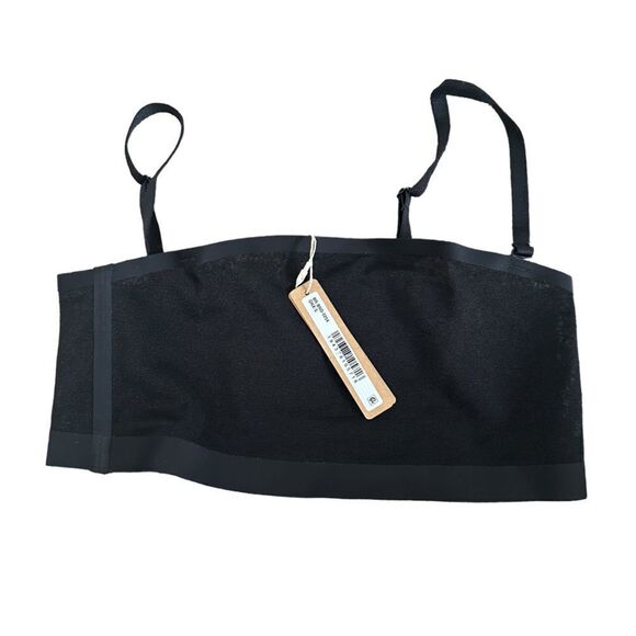 NWT SKIMS Sheer Sculpt Bandeau Neutral In Onyx Black With Straps Bralette - Picture 8 of 8